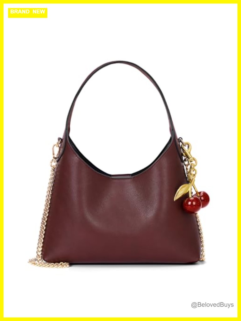 Faux Leather Cherry Hobo Shoulder Bag Tote Chain Crossbody Purse